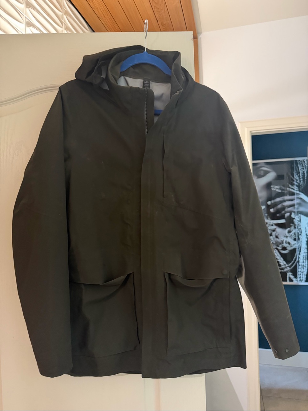 Men's olive green Hooded Field Jacket - Casual Waterproof Coat